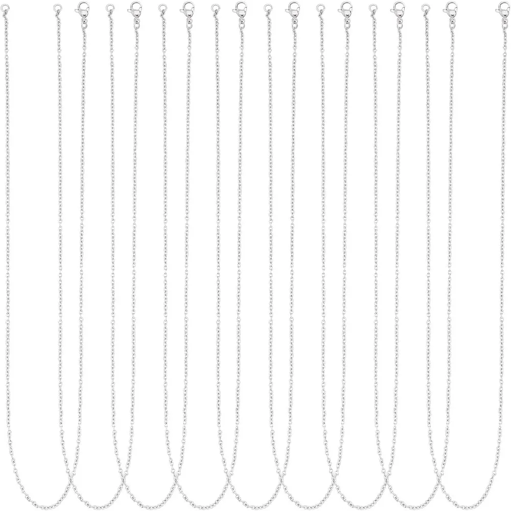 20 piezas de cadenas de Cable de collar de acero inoxidable de 17,7 pulgadas con cierres de garra de langosta, cadena de collar de Color de acero inoxidable para hombres y mujeres