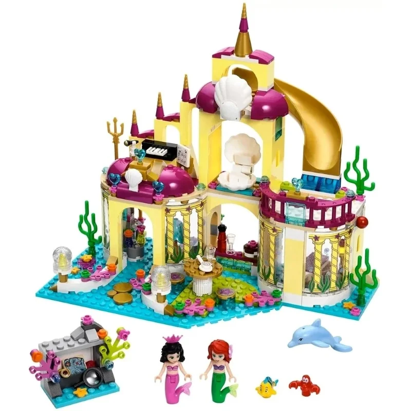 Miniso Disney FIT 41063  Princess Ariel's Undersea Palace Castle Mermaid Undersea Palace Building Blocks Friends Toys Girl Gift