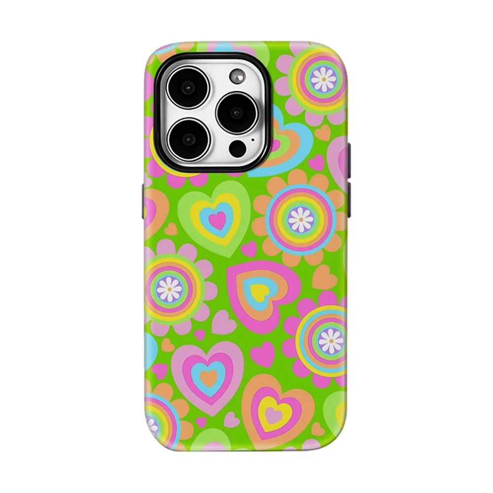 Coque de téléphone Cœurs Arc-en-ciel pour iPhone 17 16 15 14 13 Pro Max Plus, étui magnétique robuste simple ou double couche