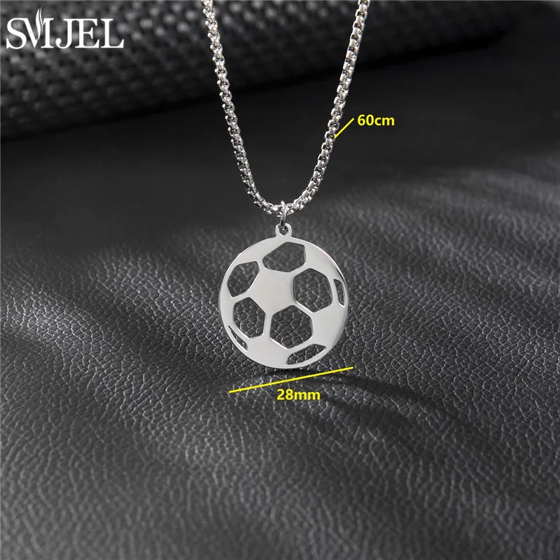 Classic Stainless Steel Football Necklace Men Fashion Ball Shaped Soccer Volleyball Pendants Necklaces Long Chain Sports Jewelry