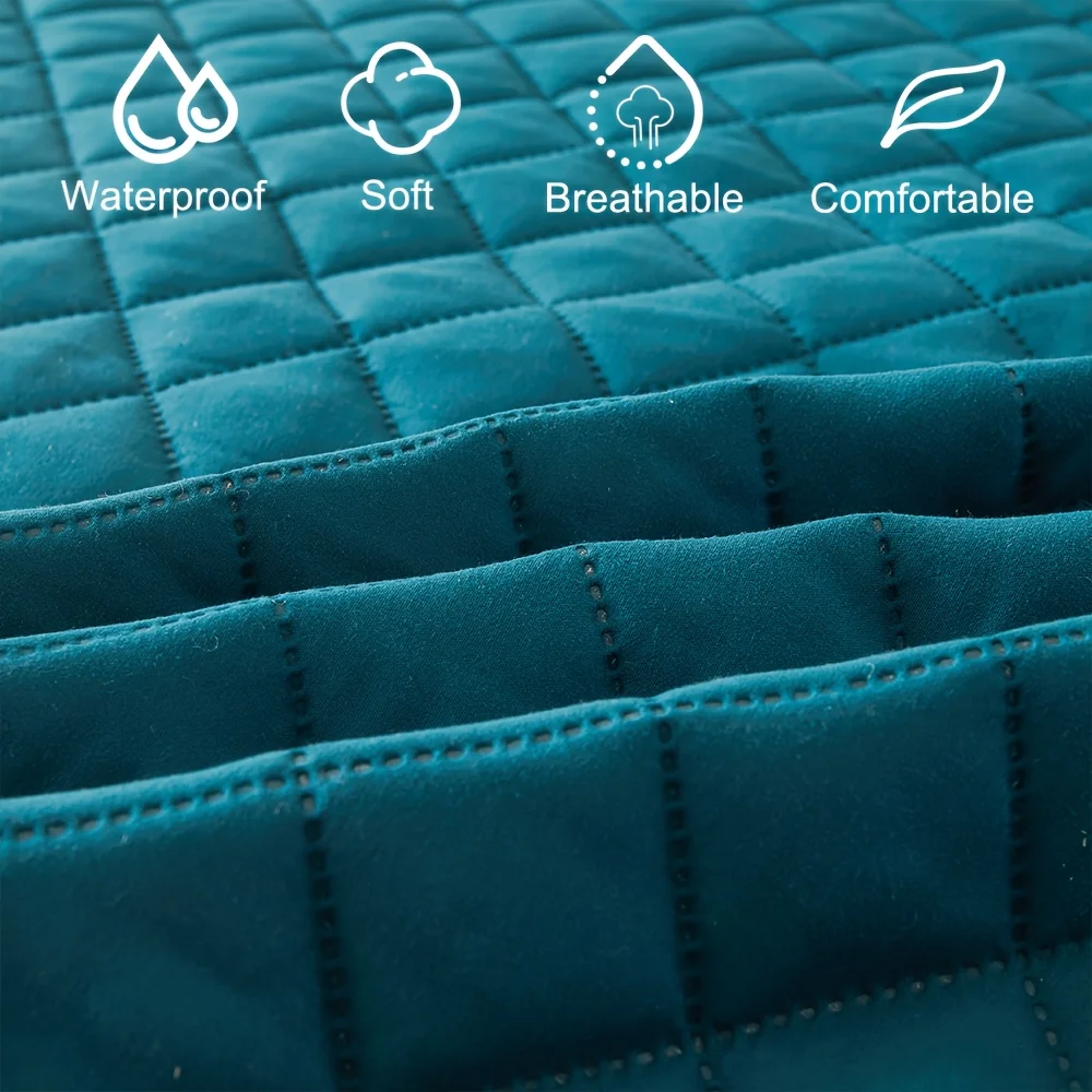 1pc Quilted Waterproof Fitted Sheet, Machine Washable Mattress Protector Single Double Bed Cover