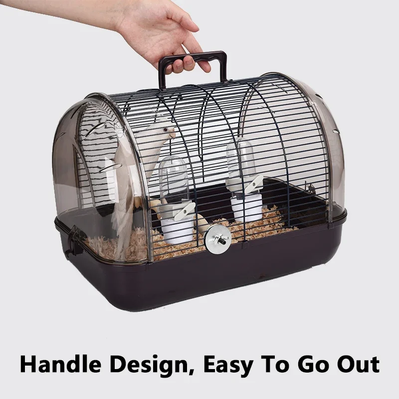 

Portable Bird Transport Cage Pet Parrot Cage with Feeder Transparent Detachable Small Parrot Outdoor Carrier Cage Bird Supplies