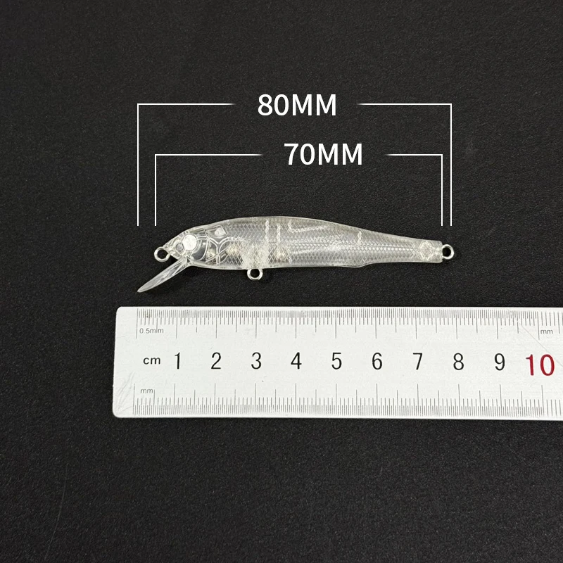 Wobbler de hundimiento lento sin pintar – 70mm para lucio y trucha - imagen 5