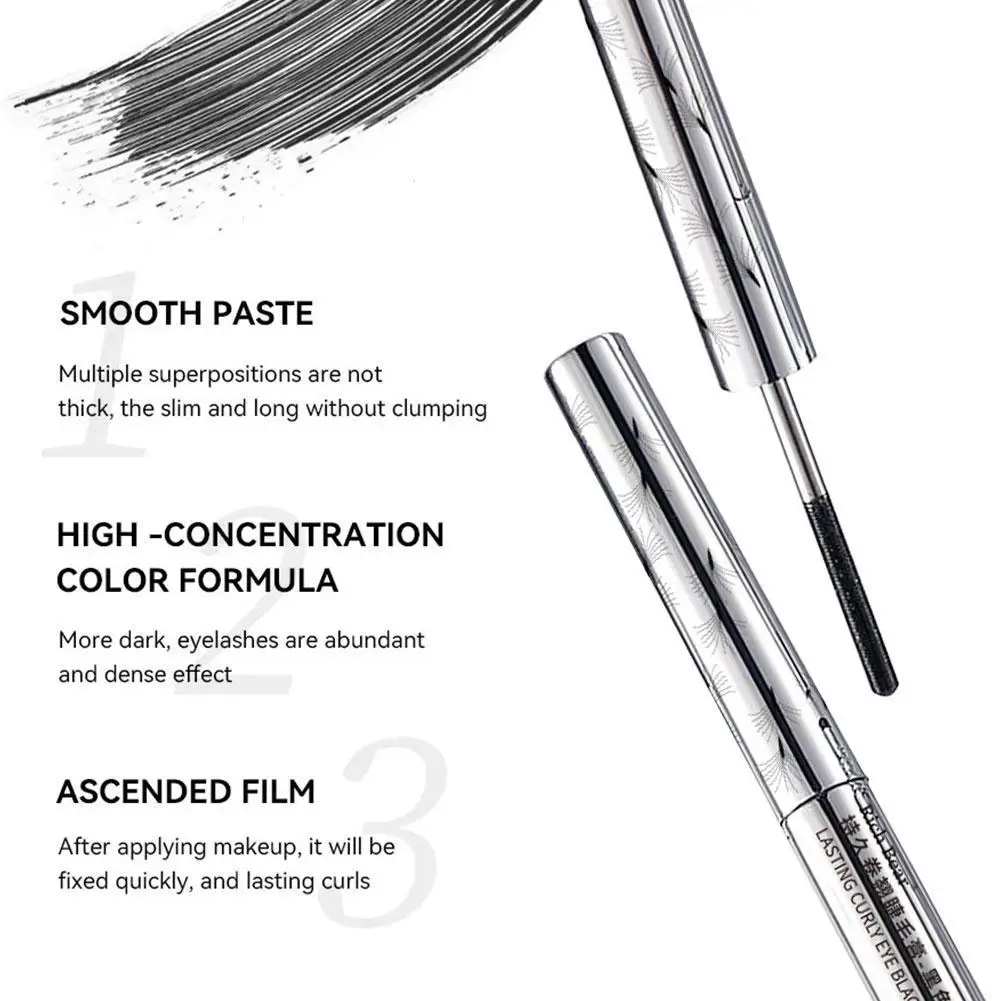 1 pçs fibra de seda fosco rímel maquiagem ultra-fino escova alonga cílios à prova dwaterproof água secagem rápida marrom preto curling rímel quente