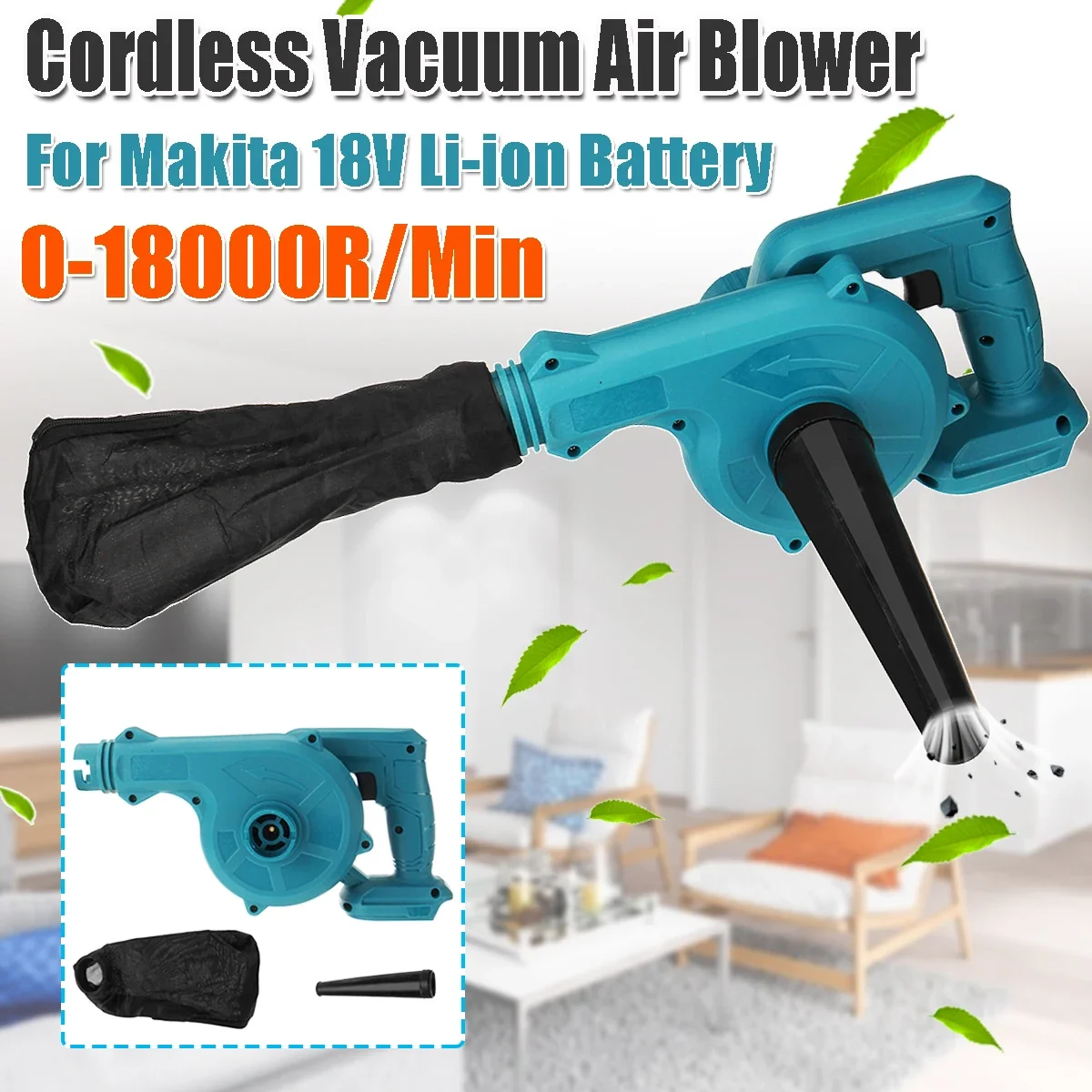 Electric Vacuum Cleaner Cordless Air Blower Household Cordless Vacuum Cleaner Tool For 18V Li-ion Battery For Home Office