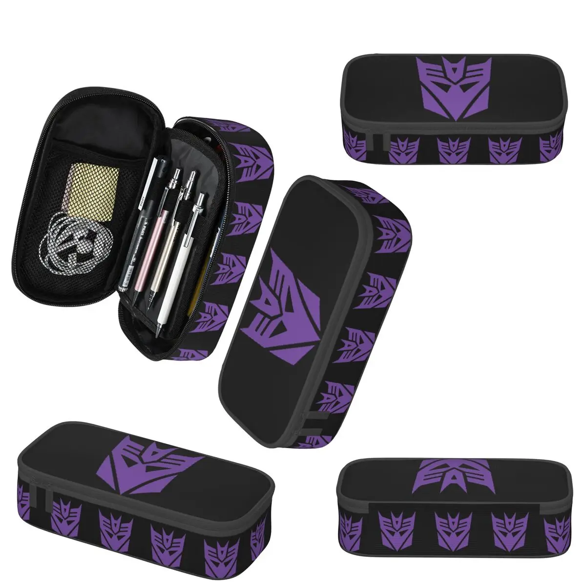 Decepticons máscara transformadores megatron lápis caso para meninos meninas presentes caneta caixa saco de lápis artigos de papelaria caneta titular saco