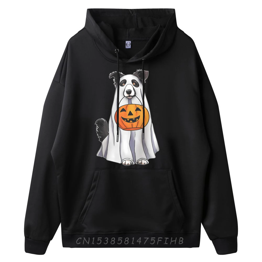 Border Collie Ghost Pumpkin Halloween Costume Fall Black Shirt Graphic Tees Luxury Designer