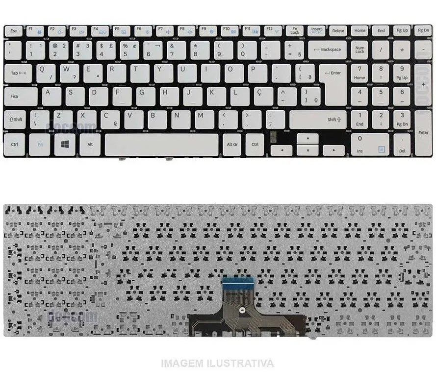 Compatible Keyboard Notebook Samsung Expert X55 Np350xbe Np300e5k-xf1br Np300e5k-xf2br Np300e5l-kf2br White BR Layout