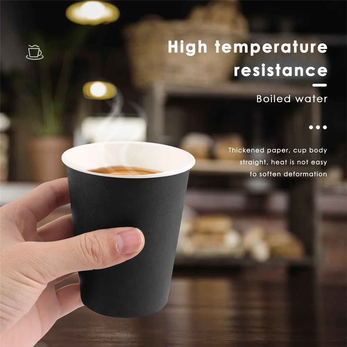 20 كوبًا ورقيًا (9 أونصة) - أدوات مائدة لحفلات أعياد الميلاد بألوان ثابتة (أسود)