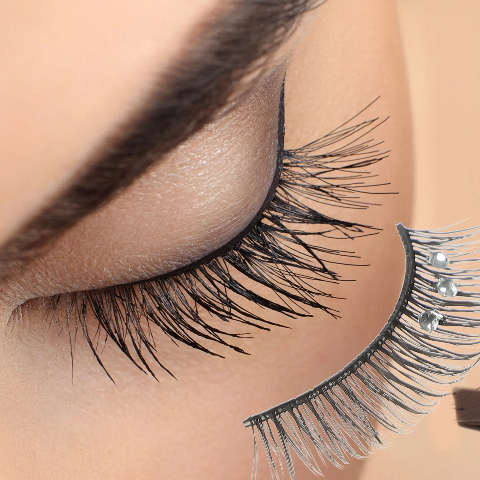 5 paires de cils artificiels avec strass, aspect naturel, faux cils pour femmes, attrape-yeux, fête, Date, Club, vie quotidienne