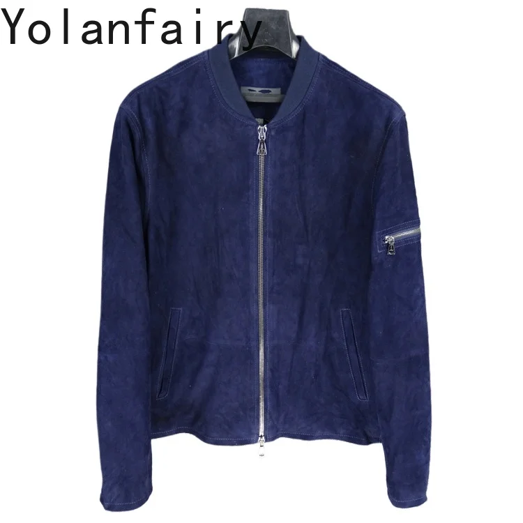 YOLANFAIRY Fashion Genuine Leather Jacket Men High Quality 100% Top Layer Sheepskin Real Leather Coat Man Clothing Casual 2026