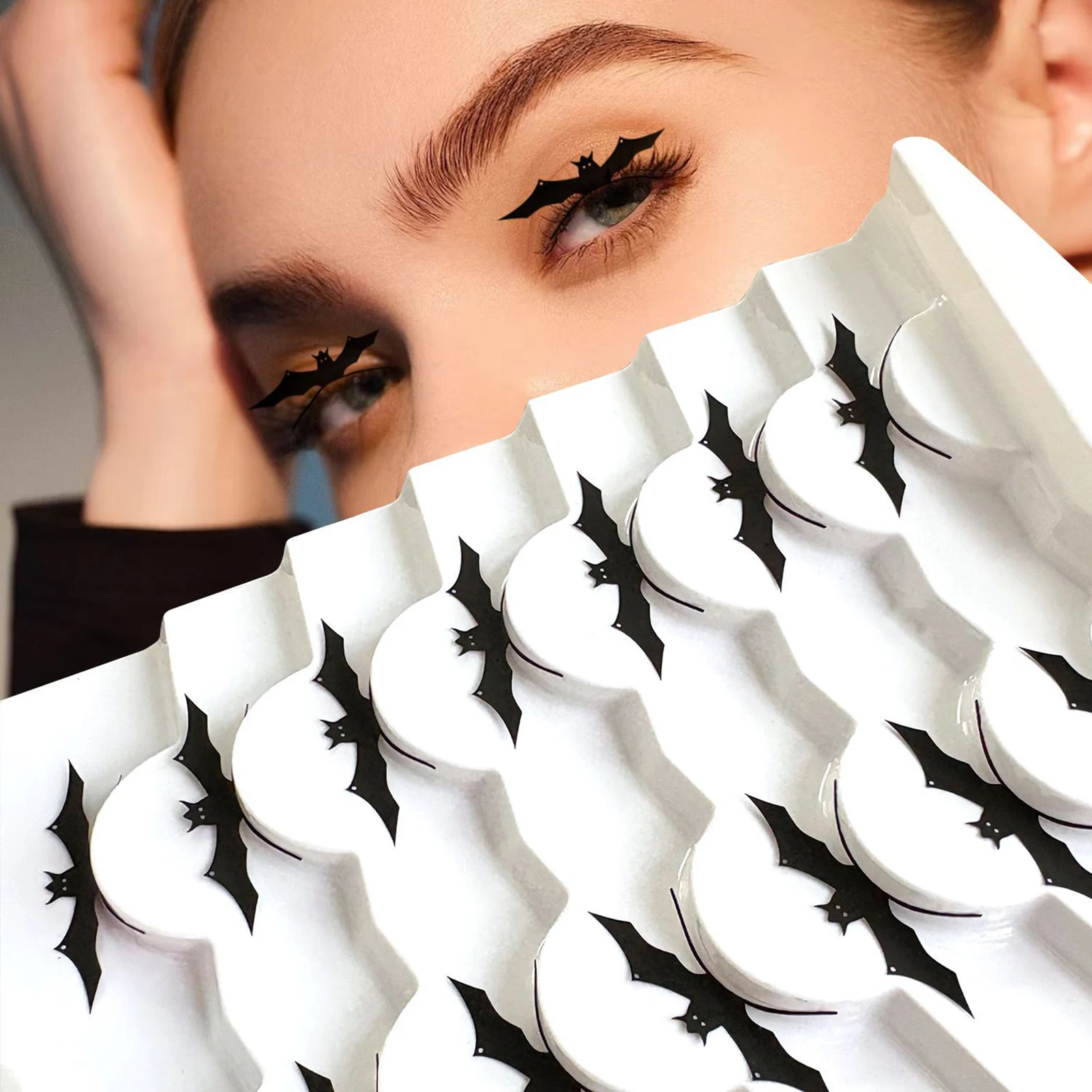 Halloween cílios postiços fantasma crânio mangá tira completa cosplay cílios diy lash clusters maquiagem festa traje acessórios