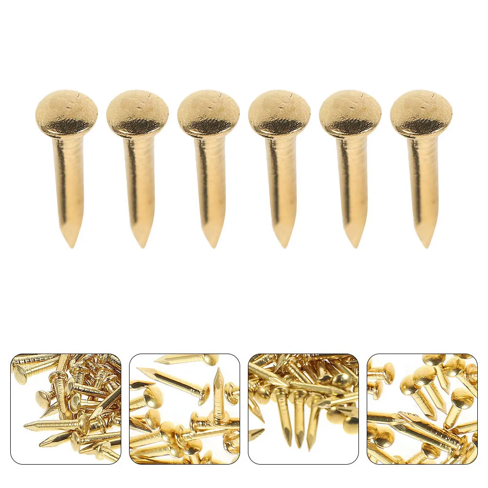 

100pcs Round Head Copper Nails Small Furniture Fastener For Hanging Pictures Diy Home Repair Projects Metal Hardware Office