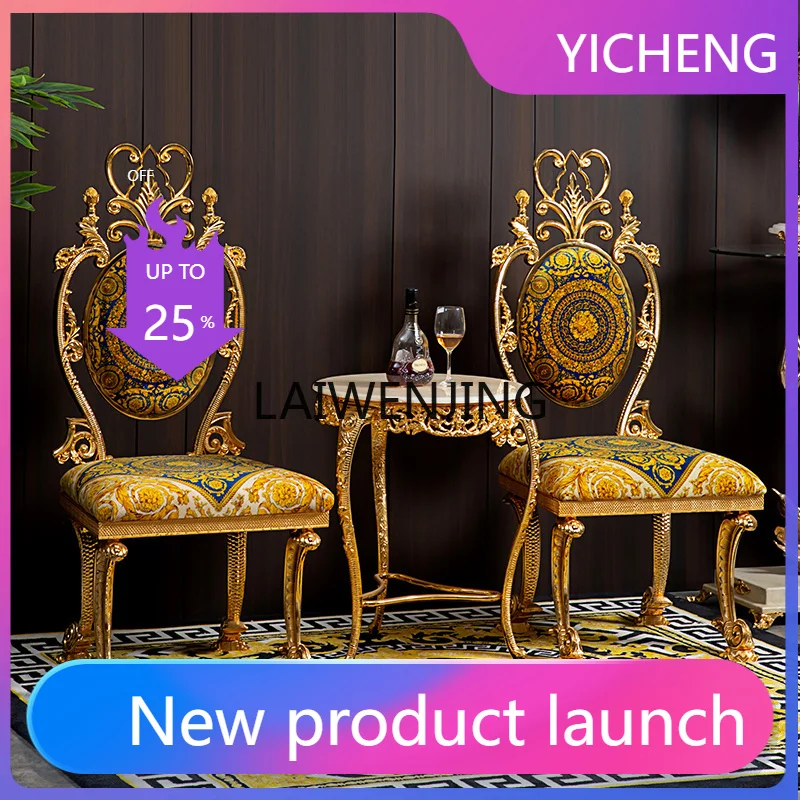 A2-4  European-style copper leisure two chairs and one table meeting guests combination villa negotiation table and chairs