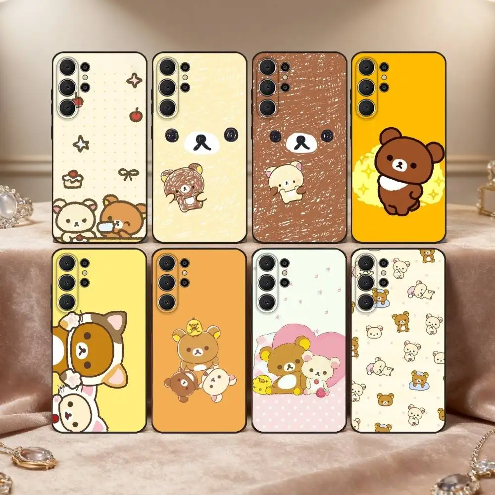 

1PC R-Relax K-kuma R-Rilakkuma Phone Case For Samsung S26,S25,24,23,22,30,21,10,9,Ultra,Plus,Lite,FE Soft Black Case