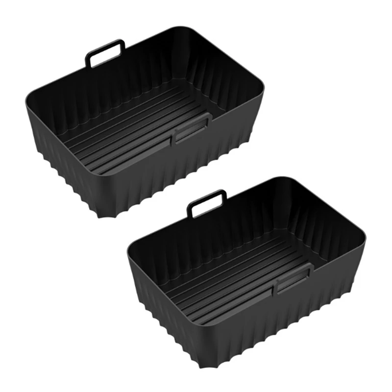 ABGR-2PCS Forros de Silicone para Fritadeira de Ar para Ninjia DZ071 DZ550 Fritadeira de Ar Dupla Reutilizável Antiaderente Acessórios para Cesta de Fritadeira de Ar