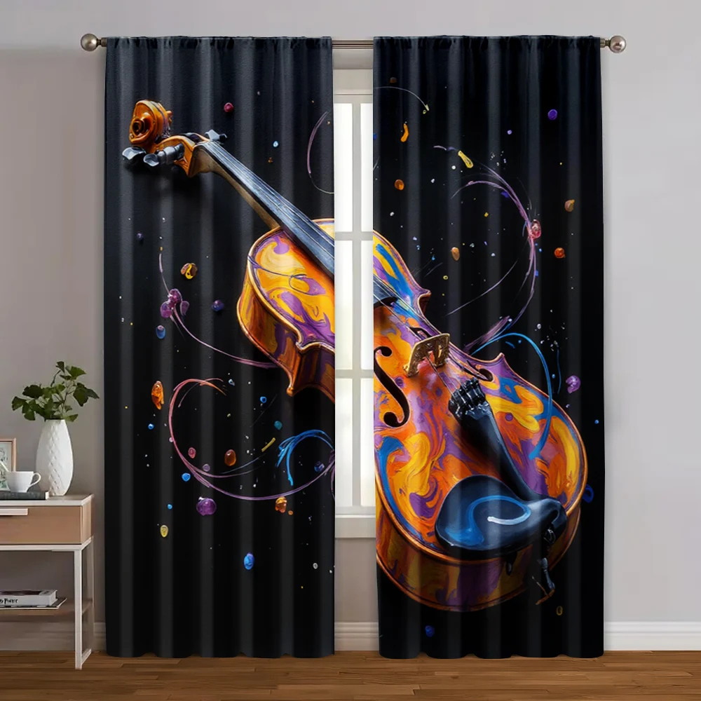 2pcs, Popular Curtains abstract art Versatile Durable Polyester (without rod) Home Decor Ldeal for Living Room, Semi-Sheer