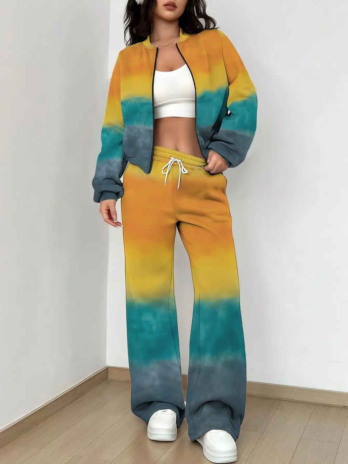 

2025 Spring/Autumn New Paisley Solid Color Flower Women's Long Sleeve, Pants Baseball Suit Set