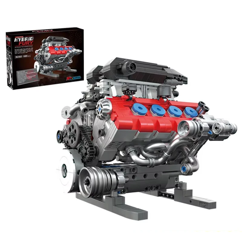 

MOC Supercar V8 Engine 1189PCS Champion Car Simulation Model Educational Mechanical Performance Building Blocks Gifts for Adults