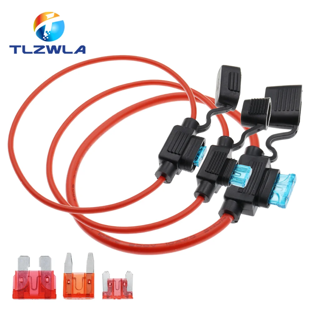 Waterproof 32V Mini Small Medium Auto Fuse Holder 18/1614/12/10AWG And Car Blade Fuse 3A 5A 7.5A 10A 15A 20A Standard/Mini/Micro