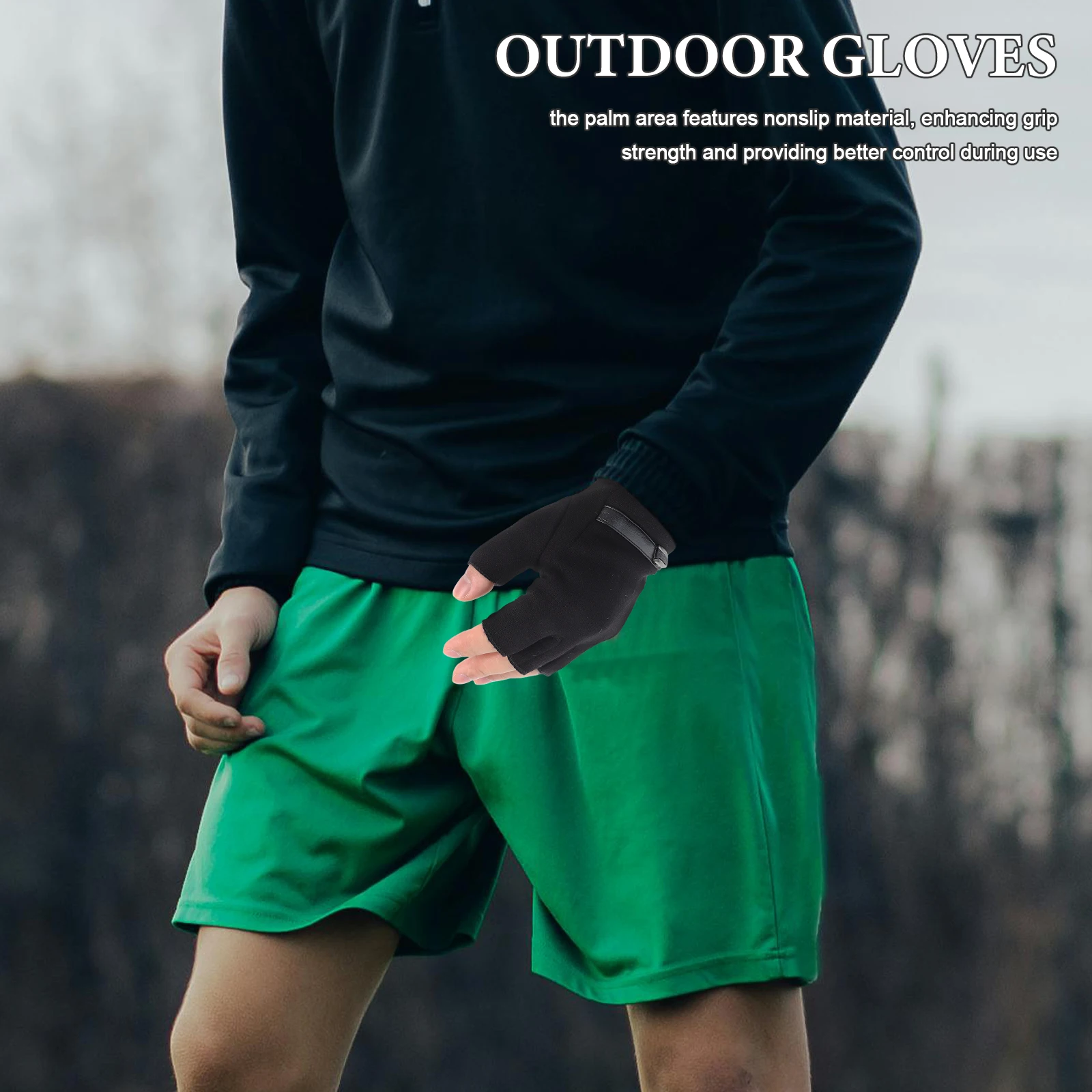 

1Pair Outdoor Half Finger Gloves Unisex Adjustable Wrist Strap Gloves for Cycling Driving Fishing Breathable Nonslip Grip