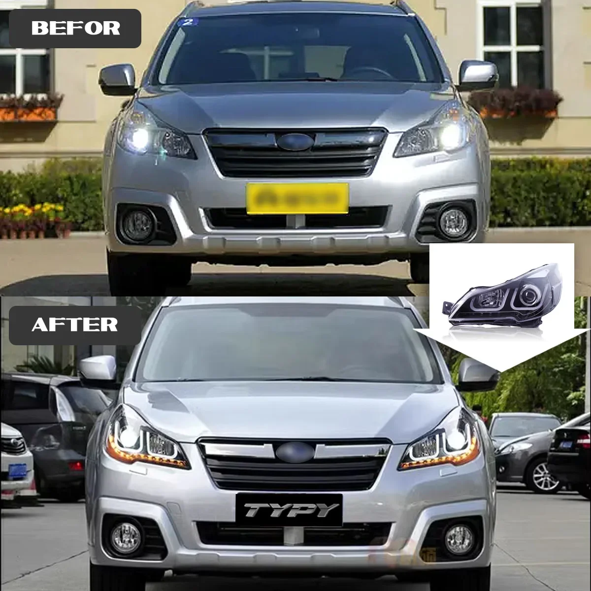 Car Head Lamp Assembly For Subaru Legacy Outback Headlights 2010-2014 Upgrade Modified to NEW Subaru Dynamic Turn LED Headlights