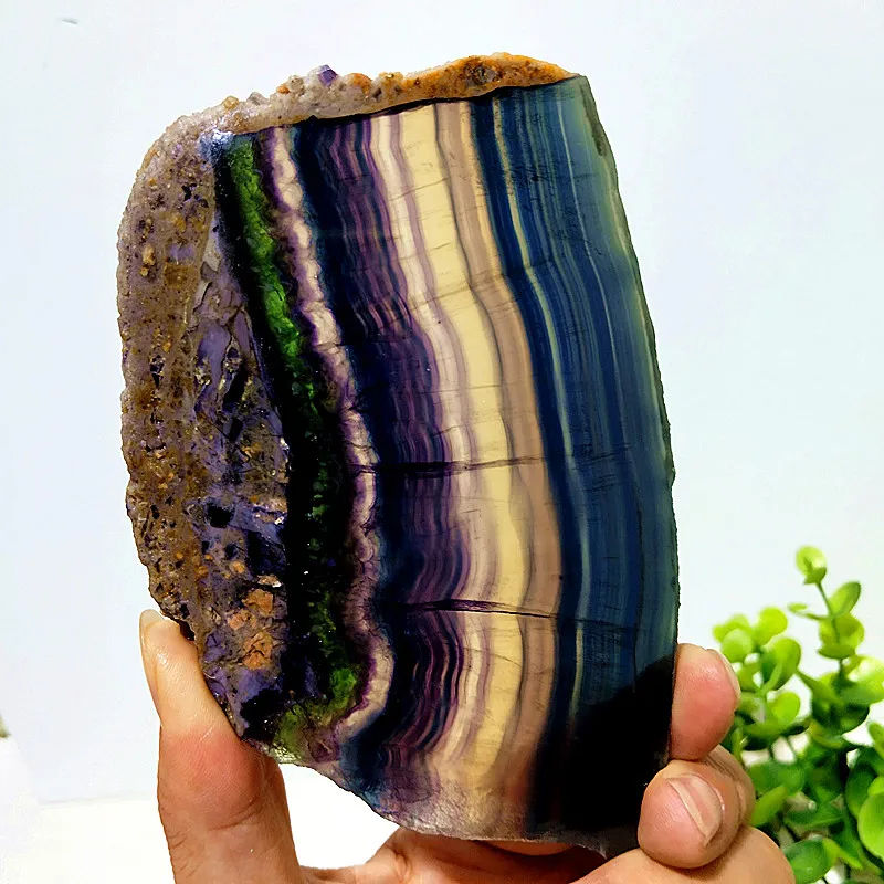 Natural Stone Colorfu Fluorite Tablet Chakra Meditation Magic Healing Feng Shui Crystal Room Decoration