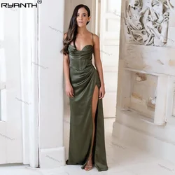 Ryanth Spaghetti Straps Mermaid Evening Dress Side Slit Prom Dress Formal Club Party Gown Strapless Vestidos De Fiesta 2024