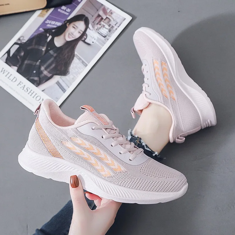 

Women's Breathable Mesh Sneakers Platform Sole Korean Style Spring Casual Sports Shoe Plus Size Orthopedic Height Walking Shoes