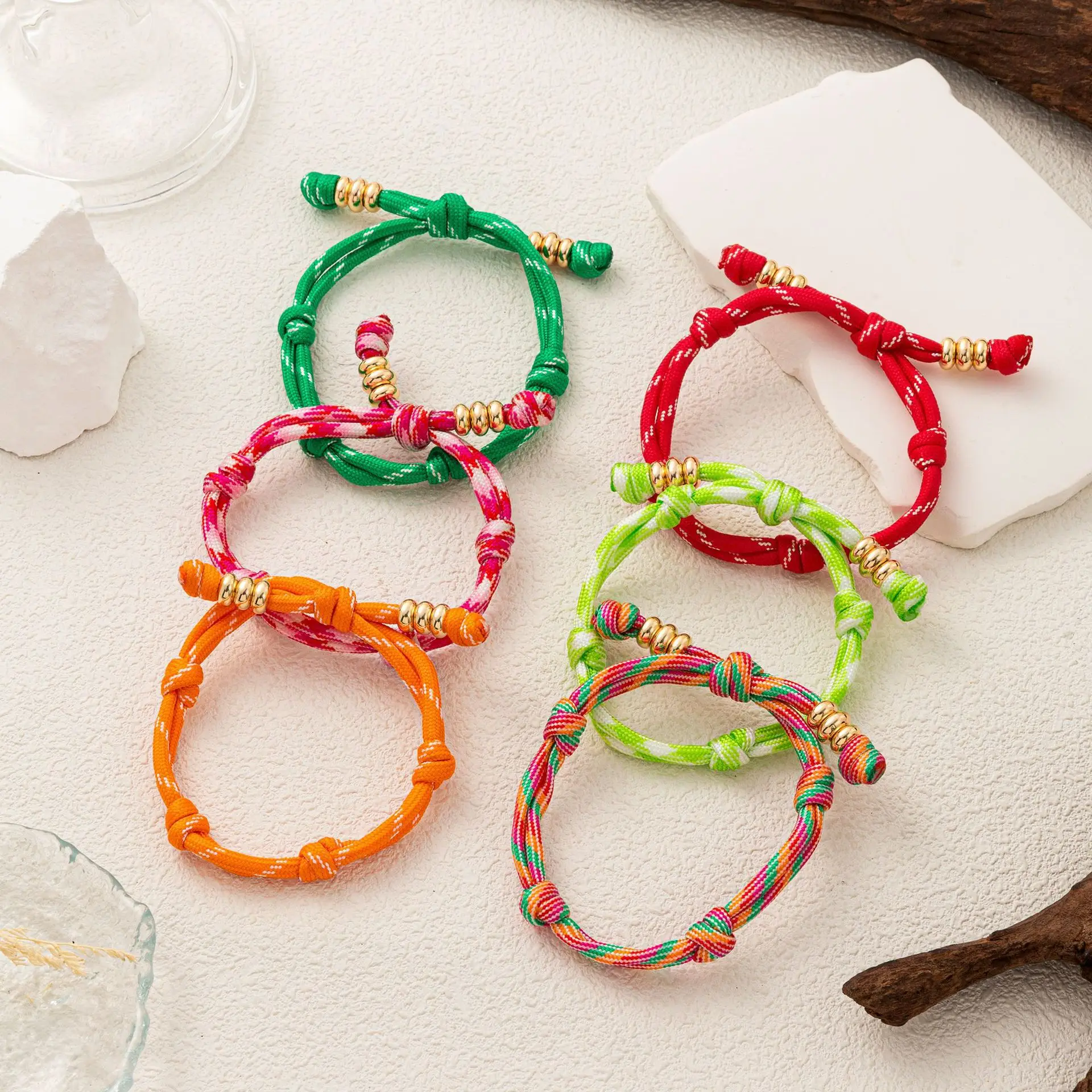 10Pcs Color Braided Rope Bracelet  String Letter Bracelet Color Handmade Braided Beaded DIY Ledouble-layer live buckle bracelets