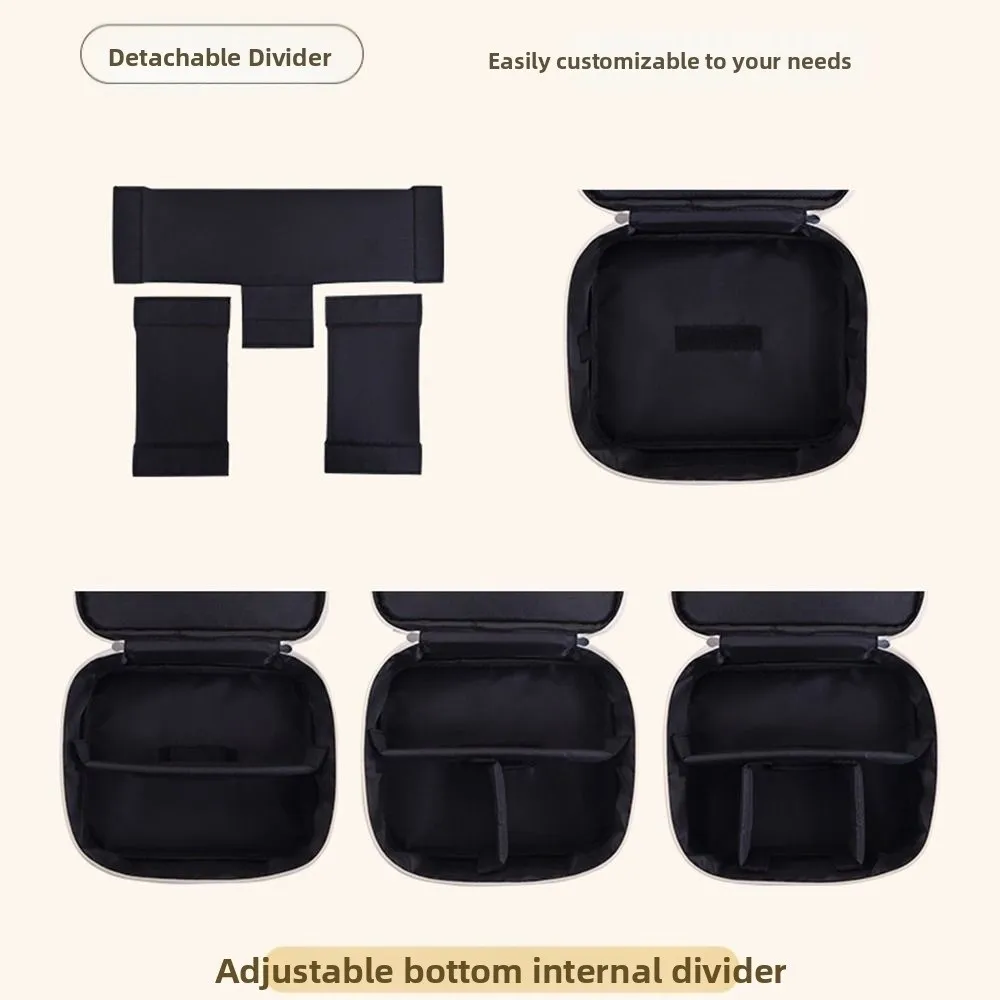 Double-Layer Portable Cosmetic Bag PU Leather Large Capacity Travel Toiletry Pouch Detachable Dividers Waterproof