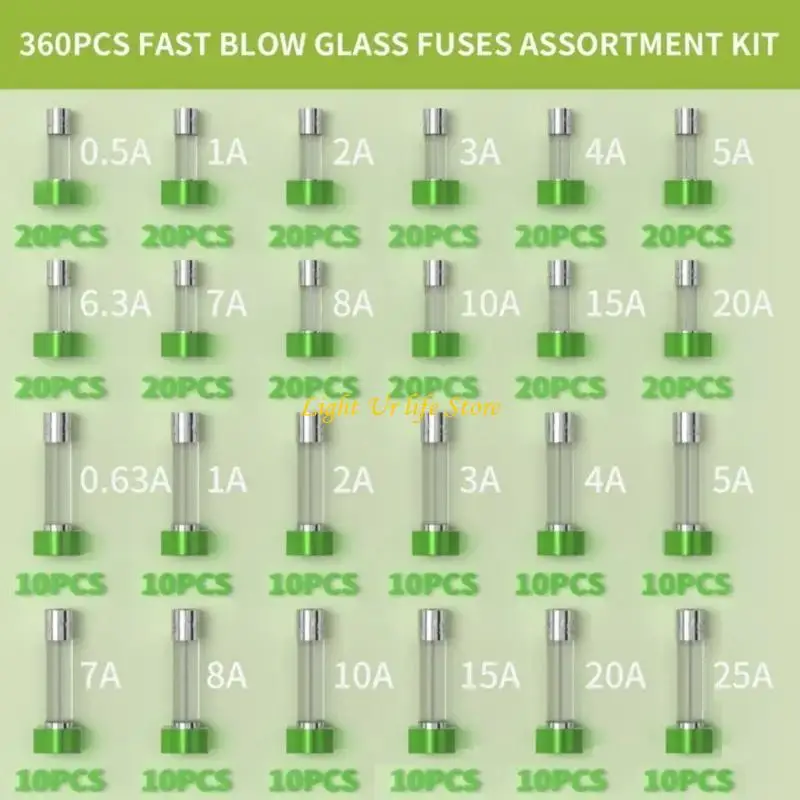 

63HA Mixed Amp Glass Fuses Domestic Plug Fuses Overcurrent Protections for Household Mains Plug Tops Ensuring Circuit Safety