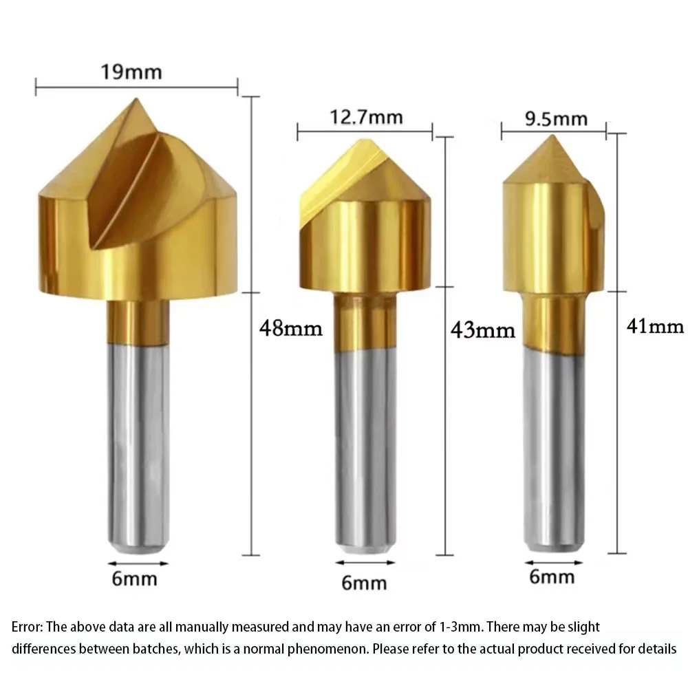 3 high-speed steel natural color oblique hole chamfering tools, internal chip removal chamfering, deburring, and countersunkin