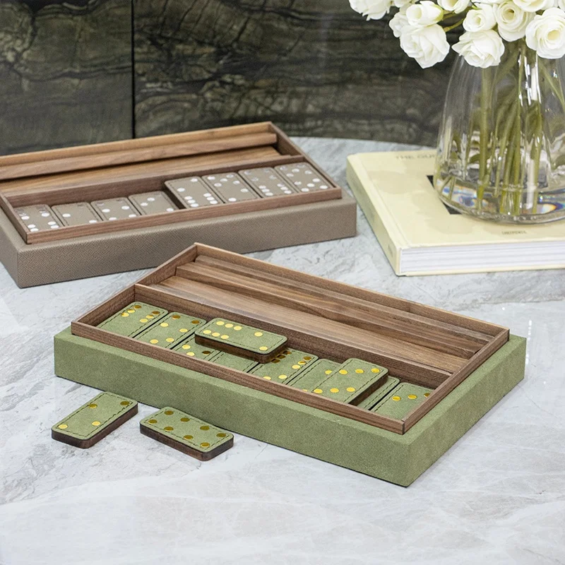 Stylish Modern Leather Game Set With Waterproof Wooden Organizer & Interactive Game Art Deco Design Customized Color