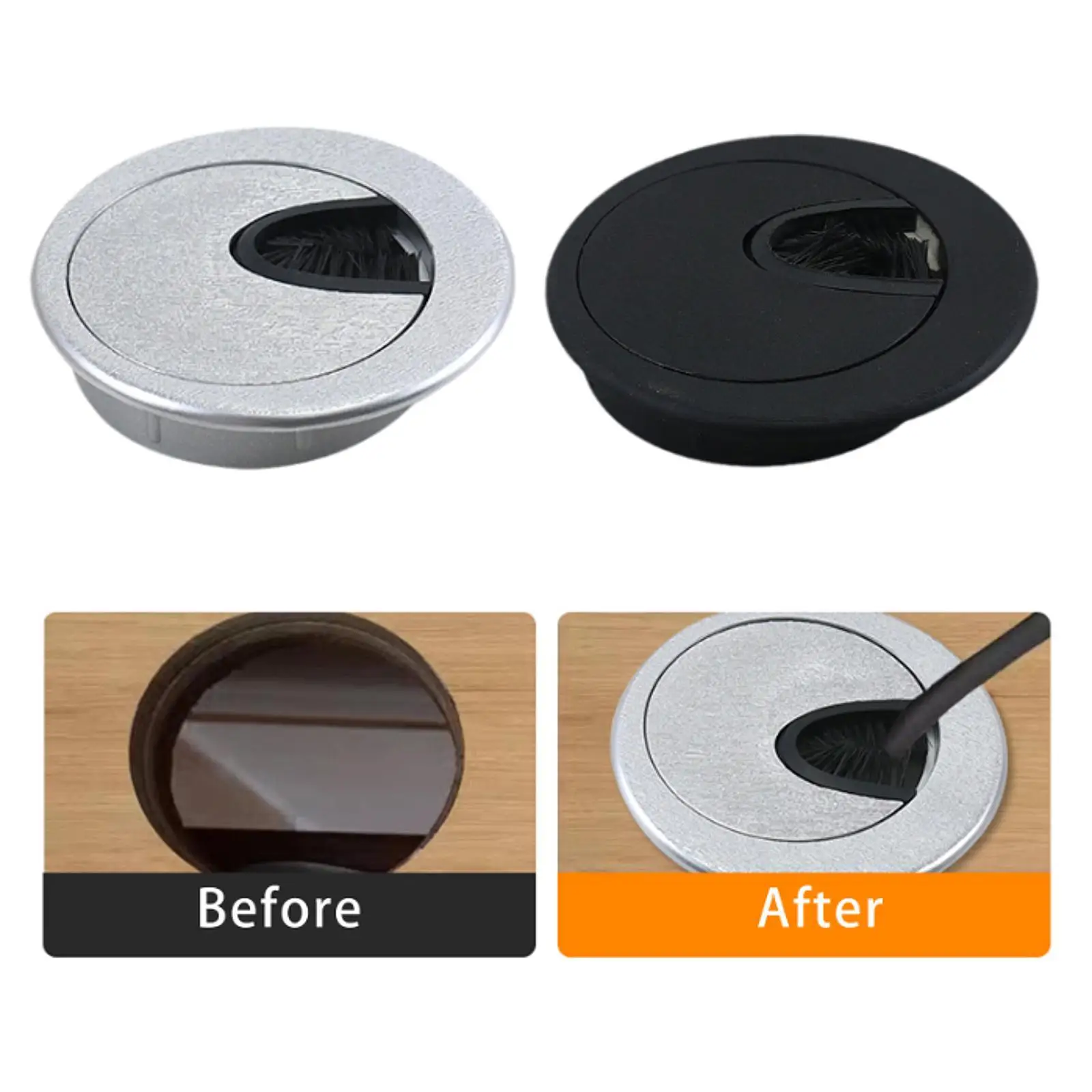 2.36 Inch Desk Wire Cord Cable Grommets Hole Cover for Office PC Desk Cable Cord