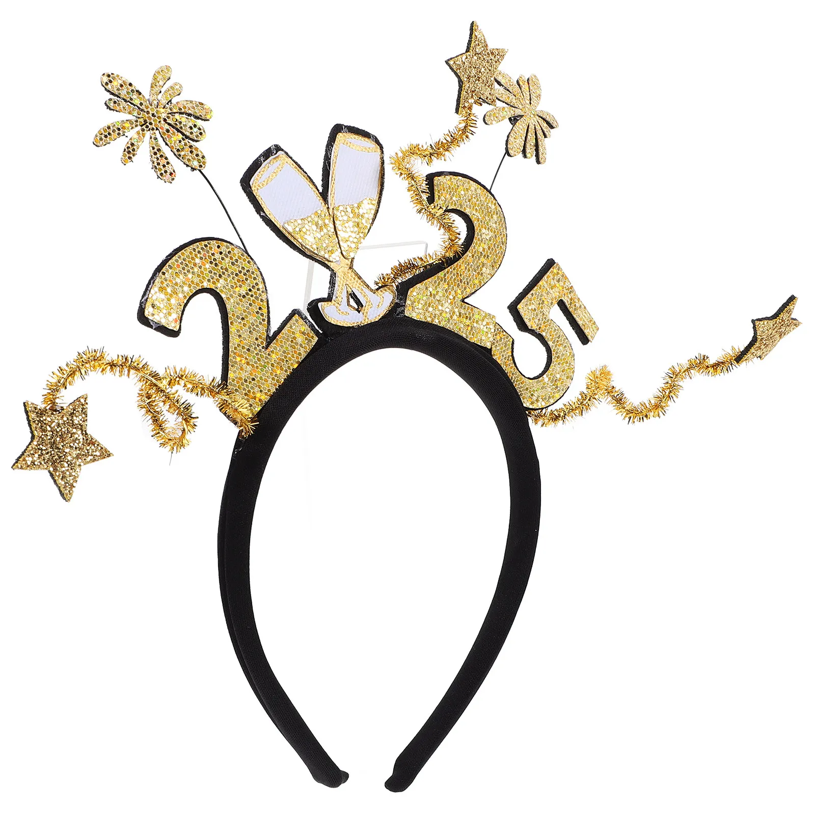 

New Year Headband 2025 Number Star Hair Clasp Party Photo Prop Fun Festival Headwear New Year Headband Party Headbands Adults