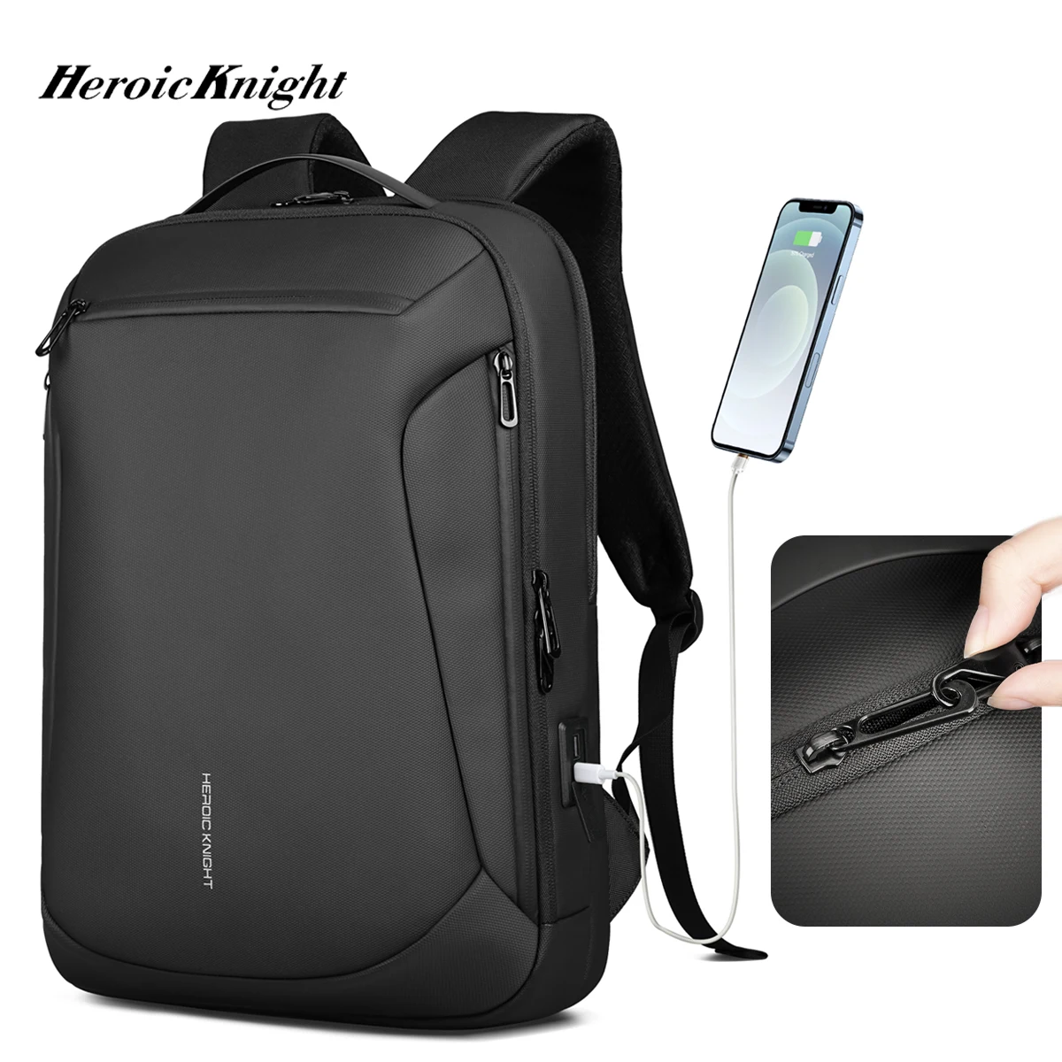 

Heroic Knight Anti-theft Business Backpack Men 15.6 Inch Waterproof Laptop Backpack Travel Work Bag USB Charging School Backpack
