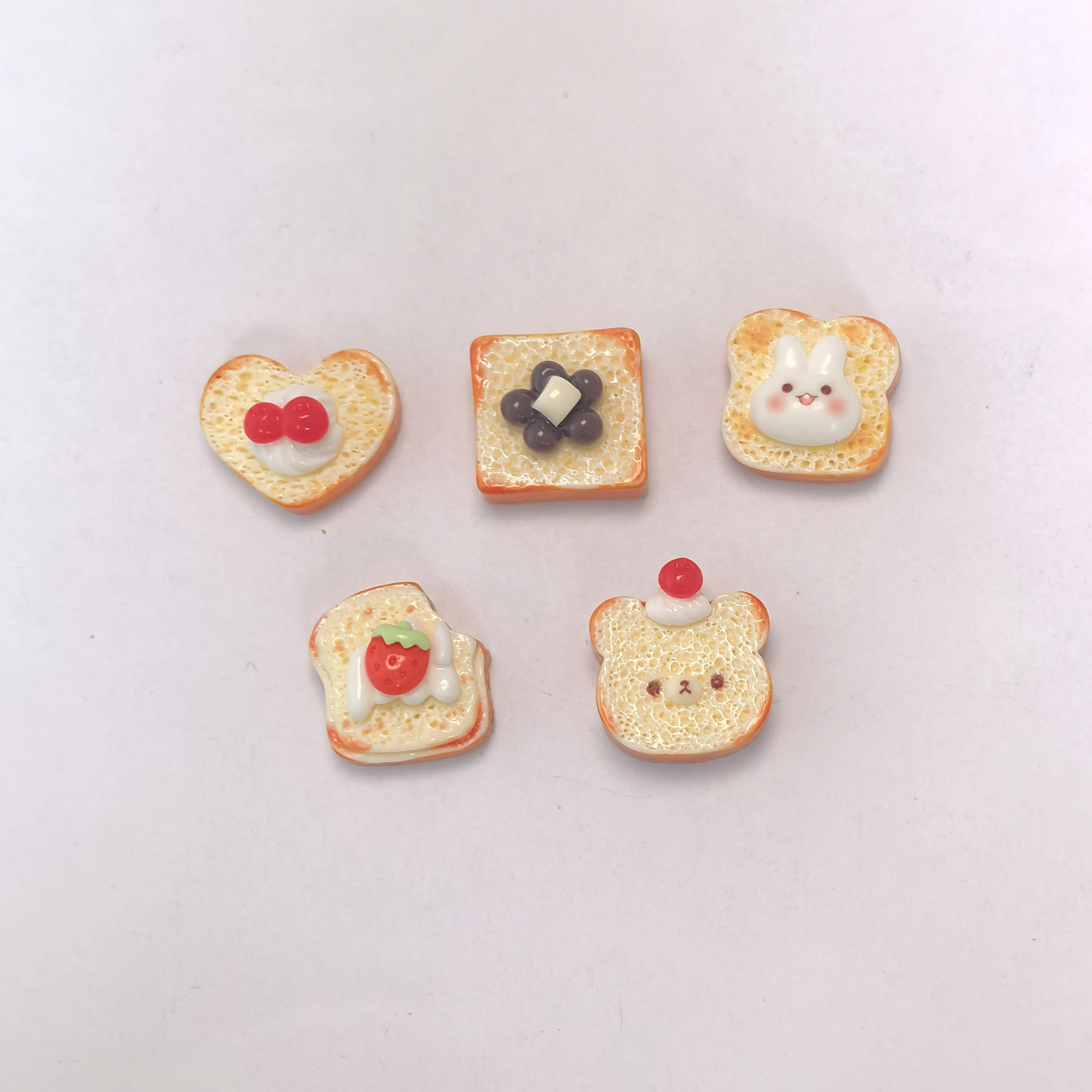 Forma de Animal pan tostado galletas resina encantos Chocolate fresa mermelada pan colgante para pendiente Diy joyería hacer