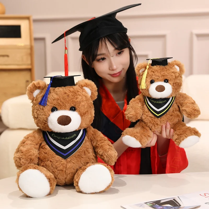 22/32cm 2025 새로운 만화 졸업 곰 봉제 인형 귀여운 의사 모자 곰 동물 부드러운 인형 장난감 홈 장식 어린이를위한 선물