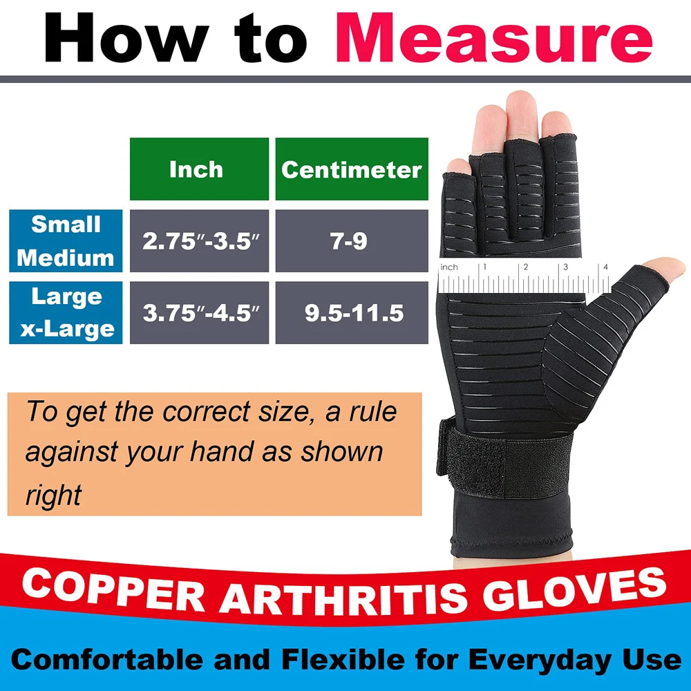 BYEPAIN 1Pair Compression Arthritis Gloves with Strap,Carpal Tunnel,Typing Joint Pain Relief Therapy Wristband For Women Men