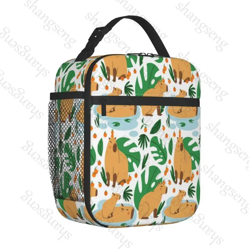 Lunch Bag insulated bag,student thickened waterproof Outdoor Travel Ice Pack, Picnic Bag Capybara Cartoon