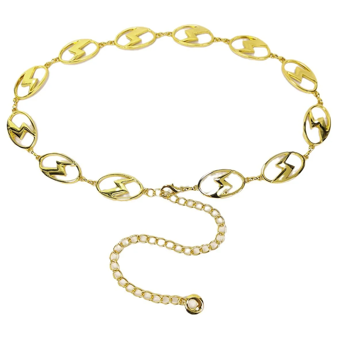 Fashion Golden Lightning Stars Waist Chain Belt Female High-end luxury Brands Punk Gothic Y2K Waistband Elegant Belt for women