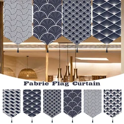 Japanese Style Sea Wave Pattern Short Curtain Noren Coffee Bar Kitchen Restaurant Door Head Curtain Bedroom Hanging Half Curtain