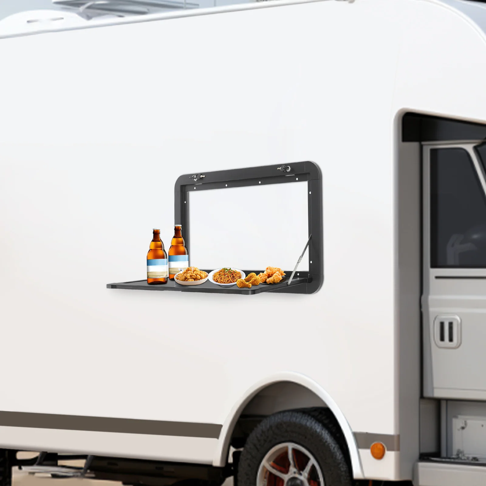 

Черный складной стол для автодома с 2 замками, настенный стол из алюминиевого сплава, стол для пикника 27,95*14,17 дюйма для фургона, грузовика, кемпера