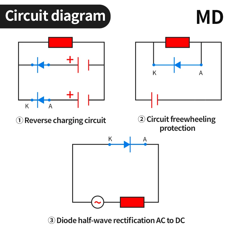 LCTC Solar Anti-reverse Diode MD MDK Is Used in Photovoltaic Solar Car Battery Panel One-way Anti-reverse Diode Schottky Diode