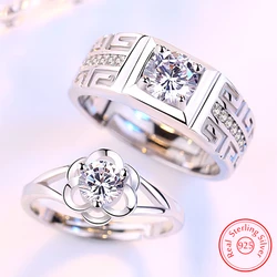 Group bague en argent regardé 925 pour hommes et femmes, bijoux fantaisie, bague de couple en cristal Zunders on Flower, XY0386