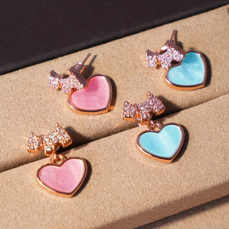 

Французский ретро-стиль, легкая роскошь, изысканные, романтические и блестящие серьги в форме щенка с цирконом в форме сердца, высококачественные серьги-гвоздики