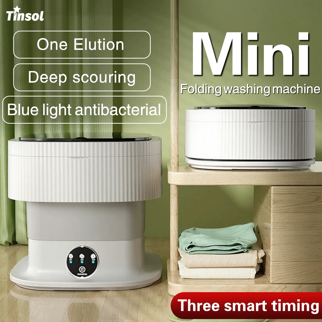 

Портативная компактная складная стиральная машина на 10 л с функцией сухого вращения с таймером для чистки носков, нижнего белья и нижнего белья