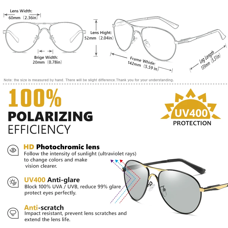 CLLOIO 2022 Nuovi Occhiali Da Sole Fotocromatici Polarizzati Uomini Pilota Occhiali Da Sole Vintage Donne Occhiali Da Guida Occhiali UV400 gafas de