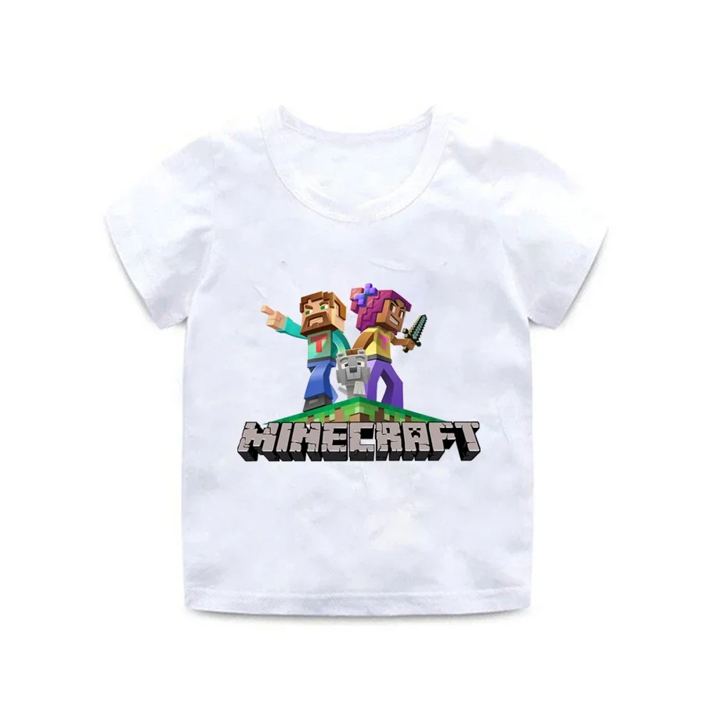 Miner Crafting Shirt Kid Birthday Shirt Baby White Black T Shirt Toddler Summer Clothes Anime Game Cartoon Letter Tops Gift